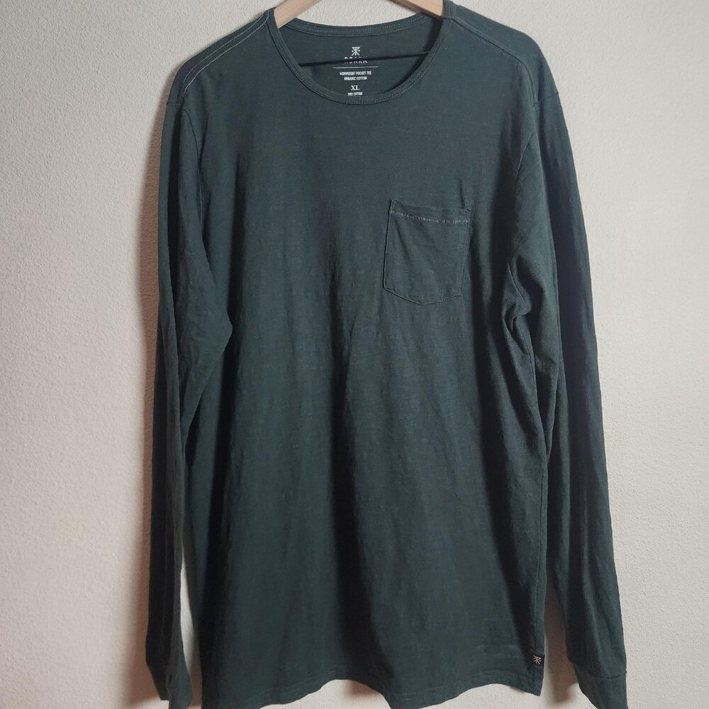Roark Shirt Mens Extra Large Green Midweight Organic Cotton Long Sleeve Tee
